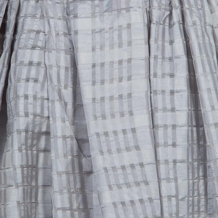 Pre Owned Dior Grey Short Sleeve Back Tie Detail Silk Dress 4 Yrs