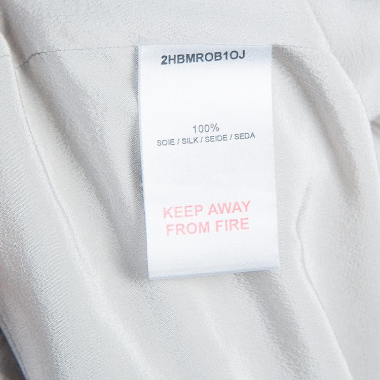 Pre Owned Dior Grey Short Sleeve Back Tie Detail Silk Dress 4 Yrs