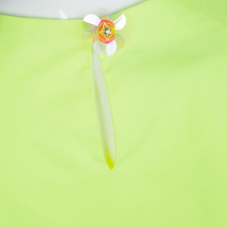 Pre Owned Dior Neon Yellow Cotton Box Pleat Detail Sleeveless Peplum Top 10 Yrs