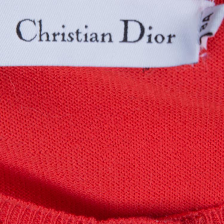 مملوكة مسبقًا Dior Red Knit Long Sleeve Buttondown Cardigan 8 Yrs