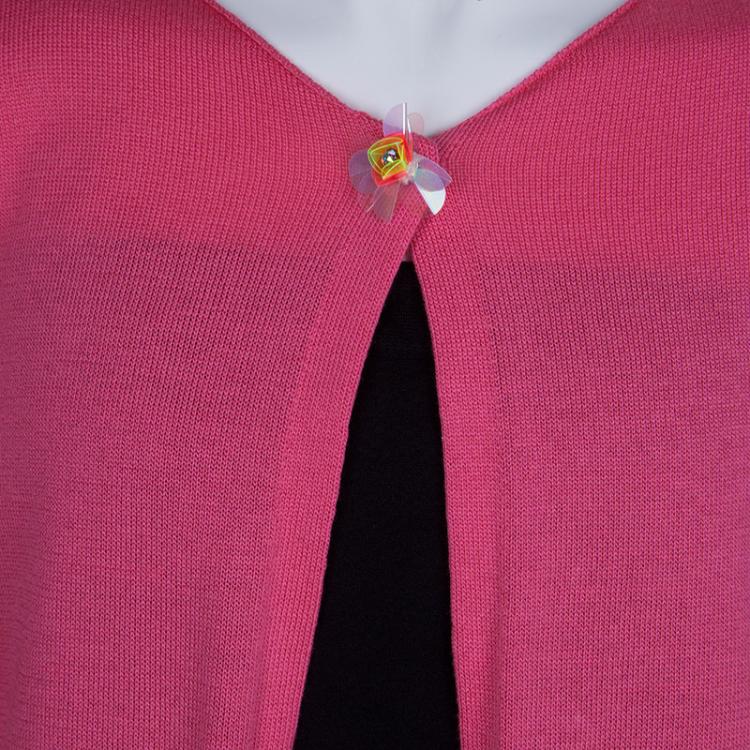 Pre Owned Dior Pink Knit Floral Sequin Detail Cardigan 10 Yrs