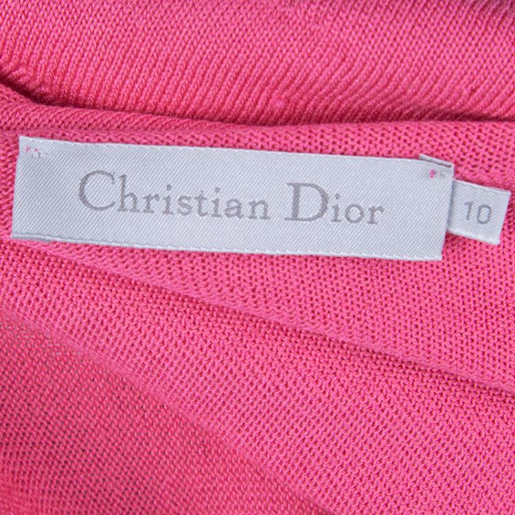 Pre Owned Dior Pink Knit Floral Sequin Detail Cardigan 10 Yrs