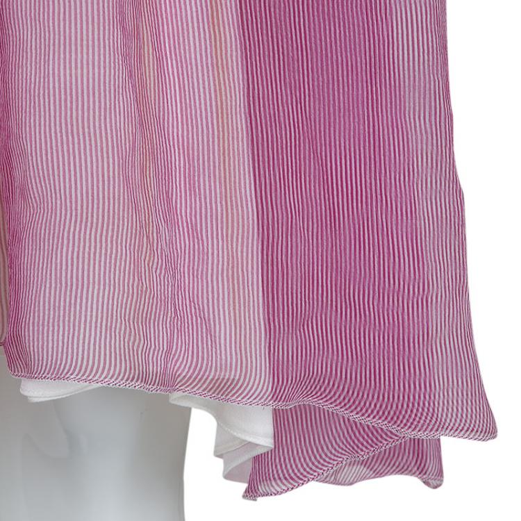 Pre Owned Dior Striped Chiffon Braided Edging Detail Sleeveless Dress 10 Yrs