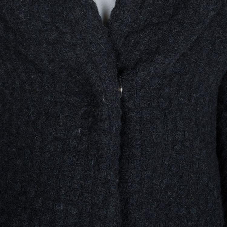 Pre Owned Dior Dark Grey Basketweave Textured Wool Jacket 6 Yrs