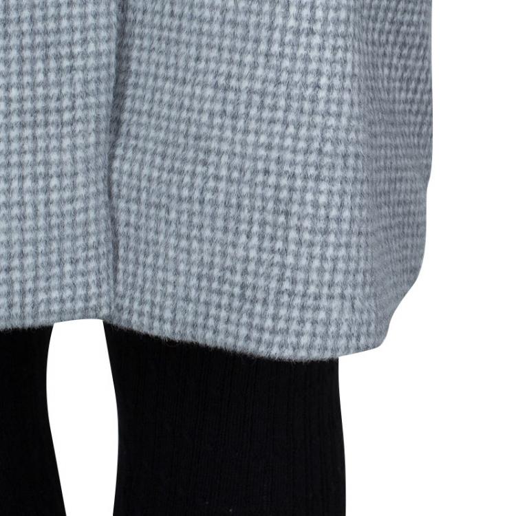مملوكة مسبقًا Dior Grey Houndstooth Angora Wool A-Line Coat 10 Yrs