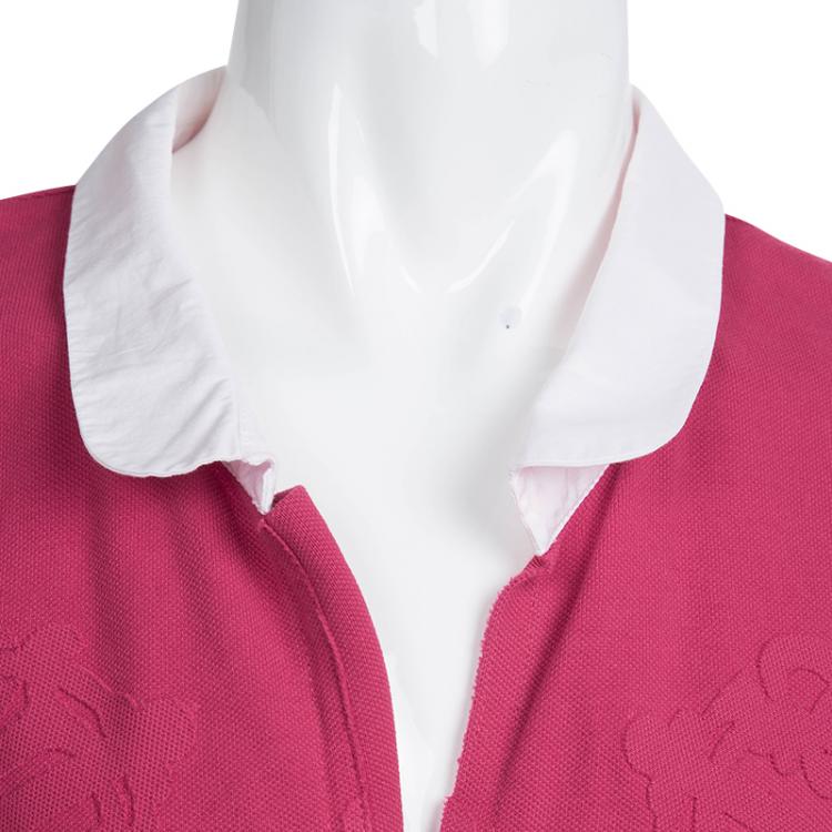 Pre Owned Dior Pink Knit Contrast Collar Polo Dress 10 Yrs