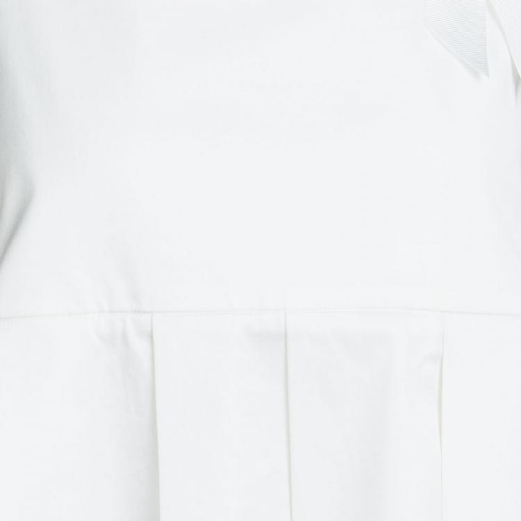 Pre Owned Dior White Cotton Bow Detail Pleated Sleeveless Top 12 Yrs
