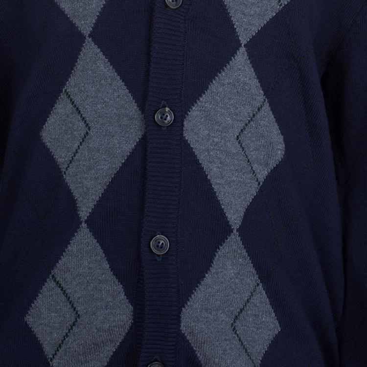 Pre Owned Dolce and Gabbana Navy Blue Argyle Pattern Long Sleeve Buttondown Cardigan 6 Yrs