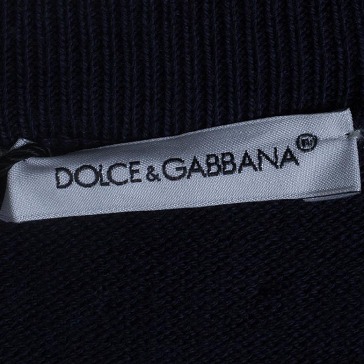 Pre Owned Dolce and Gabbana Navy Blue Argyle Pattern Long Sleeve Buttondown Cardigan 6 Yrs