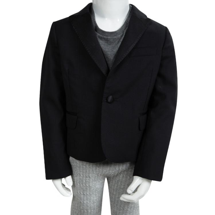 Pre Owned Dolce and Gabbana Black Wool Satin Lapel Detail Blazer 18-24 Months