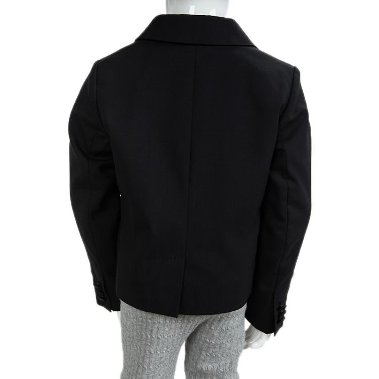 Pre Owned Dolce and Gabbana Black Wool Satin Lapel Detail Blazer 18-24 Months