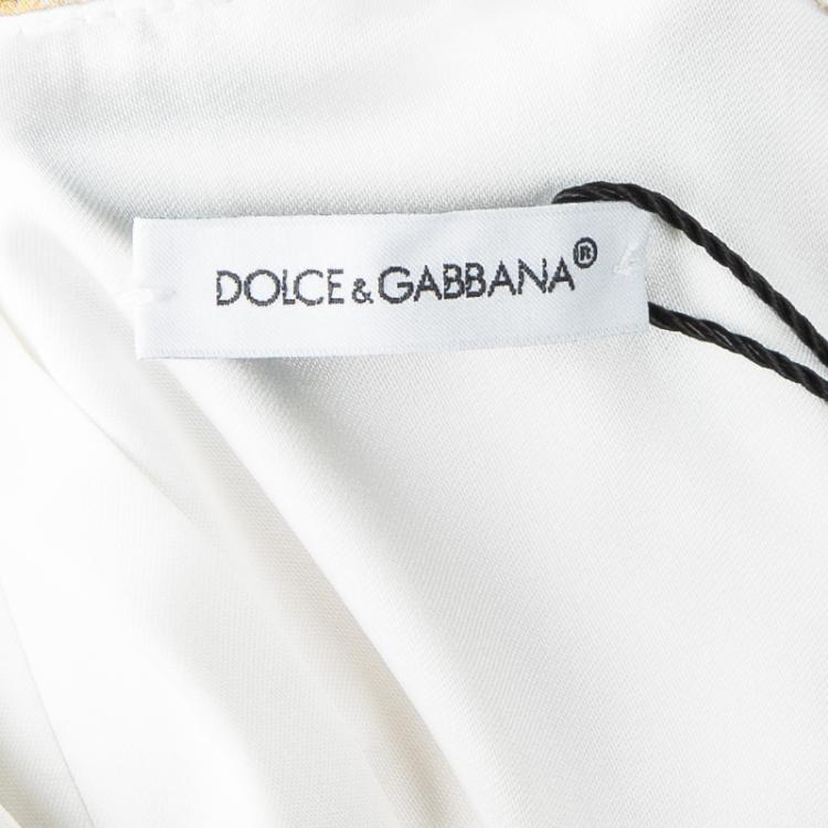 Pre Owned Dolce and Gabbana Off White Floral Printed Silk Sleeveless Dress 6 Yrs