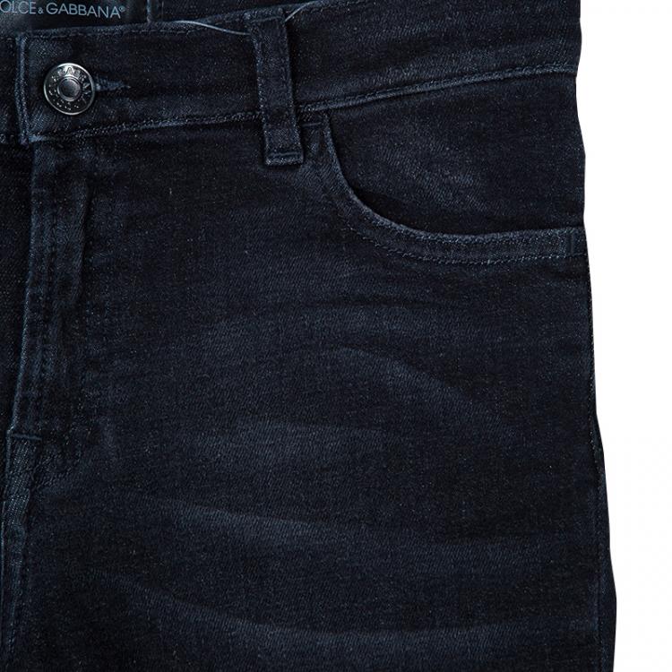 Pre Owned Dolce and Gabbana Black Faded Denim Skinny Jeans 10 Yrs
