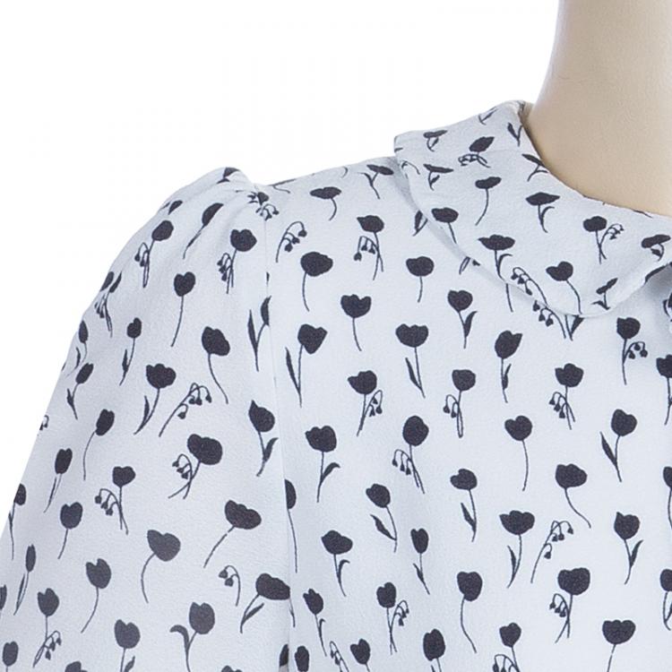 Pre Owned Dolce and Gabbana White Printed Peter-Pan Collar Flared Dress 6 Yrs