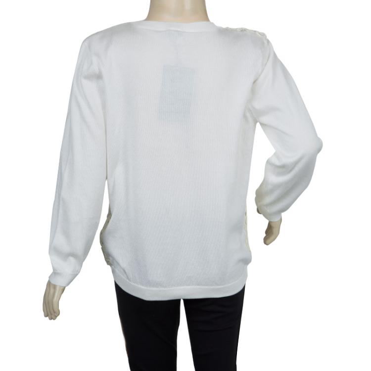 Pre Owned Dolce and Gabbana Cream Lace Detail Cardigan 8 Yrs