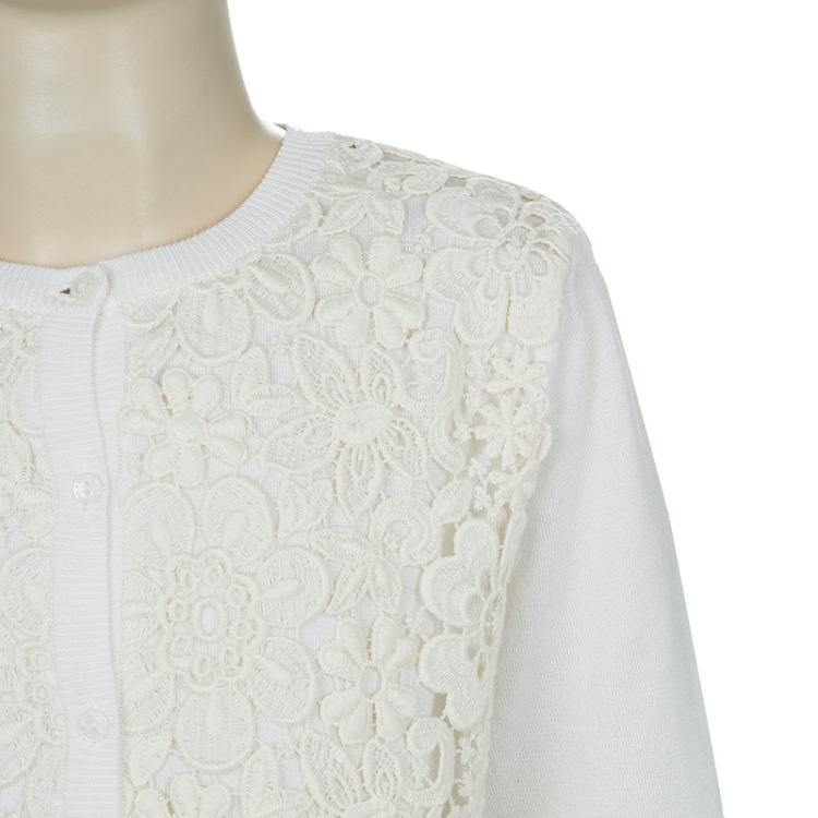 Pre Owned Dolce and Gabbana Cream Lace Detail Cardigan 8 Yrs