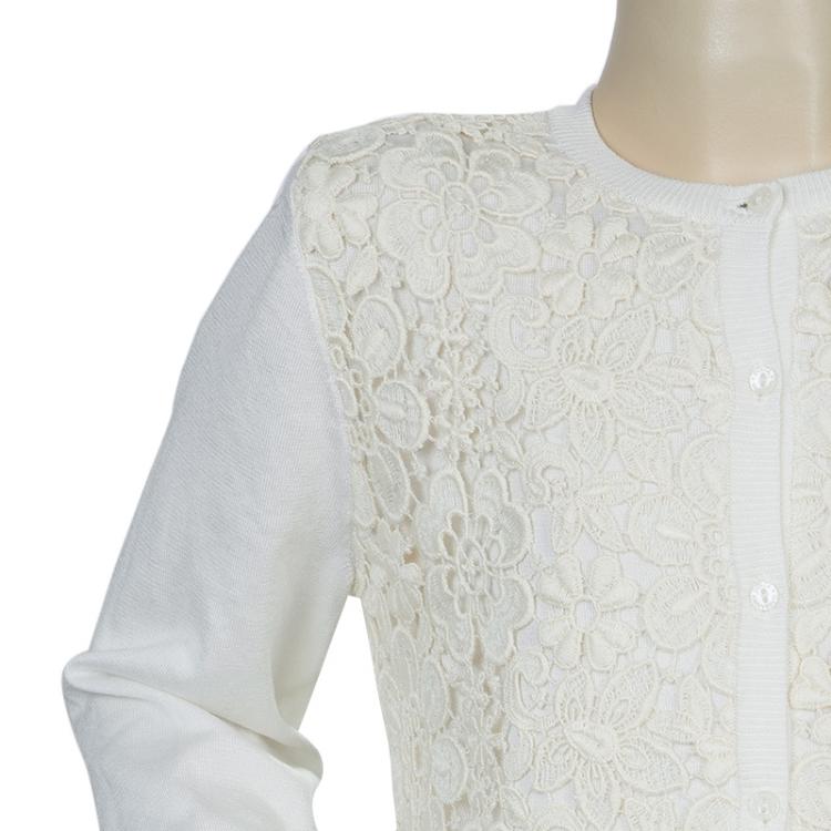 Pre Owned Dolce and Gabbana Cream Lace Detail Cardigan 8 Yrs