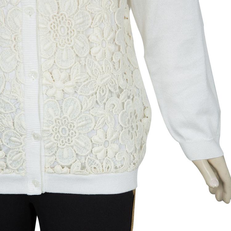 Pre Owned Dolce and Gabbana Cream Lace Detail Cardigan 8 Yrs