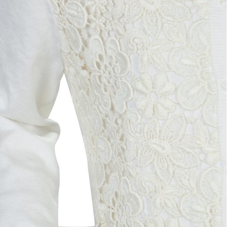 Pre Owned Dolce and Gabbana Cream Lace Detail Cardigan 8 Yrs