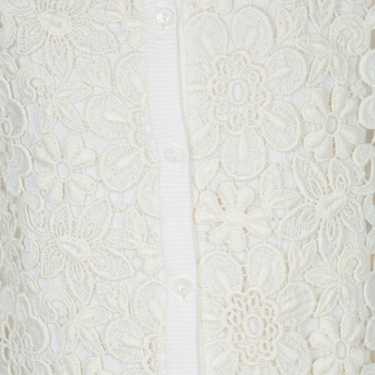 Pre Owned Dolce and Gabbana Cream Lace Detail Cardigan 8 Yrs