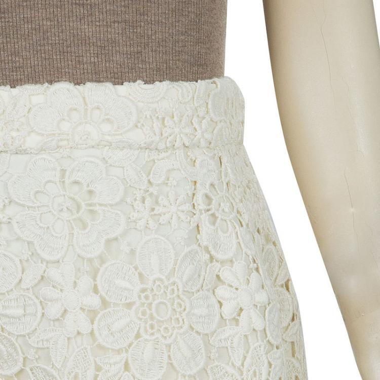 Pre Owned Dolce and Gabbana Cream Floral Lace Skirt 7/8 Yrs