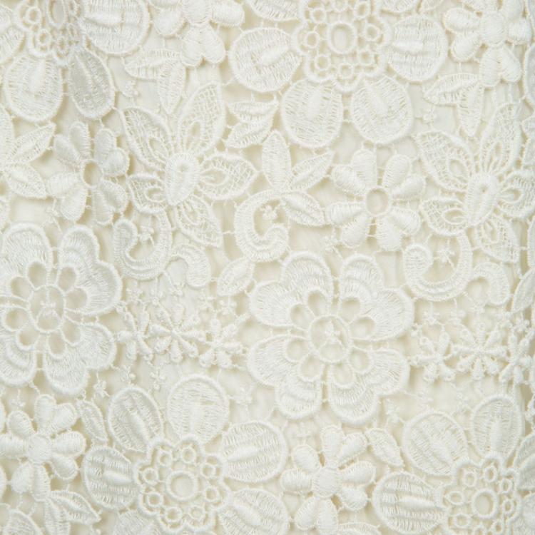 Pre Owned Dolce and Gabbana Cream Floral Lace Skirt 7/8 Yrs