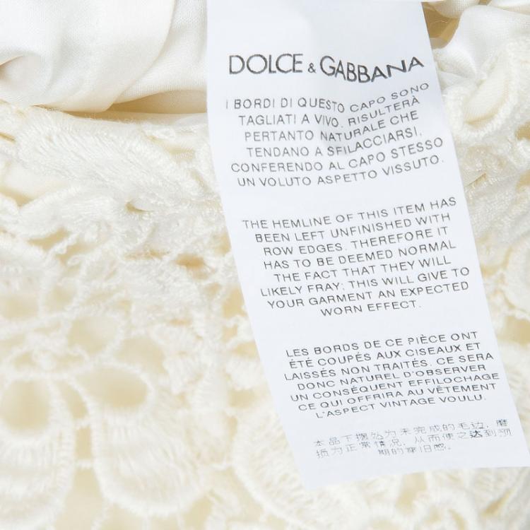 Pre Owned Dolce and Gabbana Cream Floral Lace Skirt 7/8 Yrs