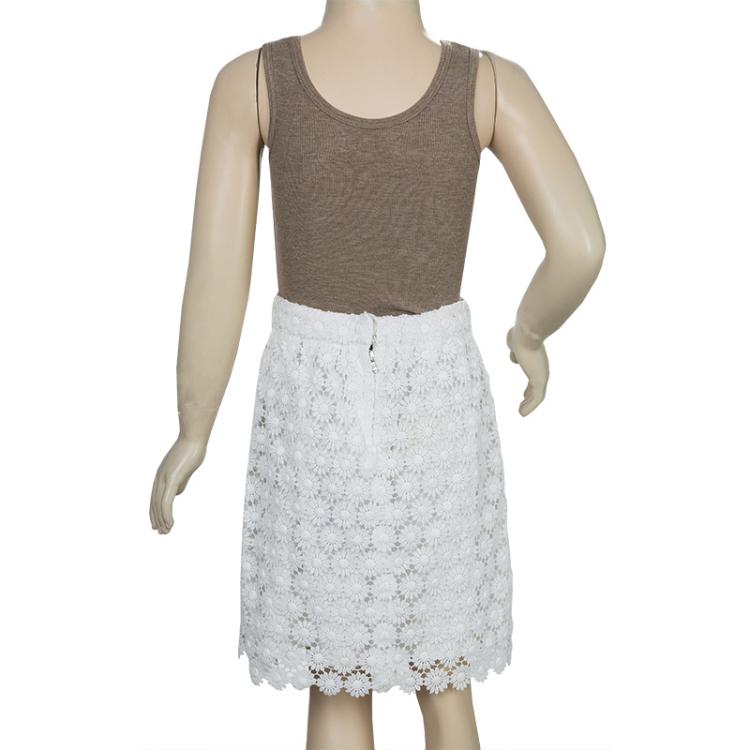 Pre Owned Dolce and Gabbana White Floral Lace Skirt 6 Yrs