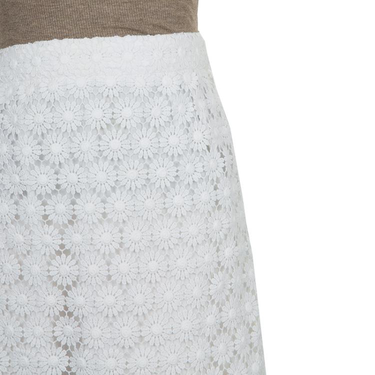 Pre Owned Dolce and Gabbana White Floral Lace Skirt 6 Yrs