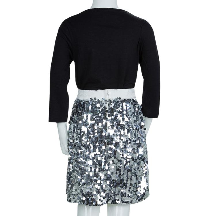 Pre Owned Dolce and Gabbana Silver Sequin Embellished Skirt 9/10 Yrs