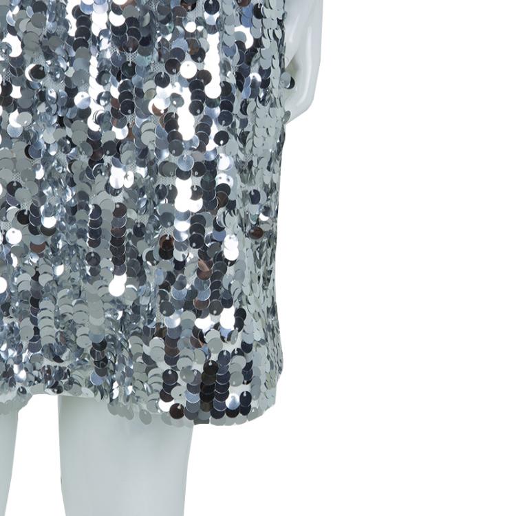 Pre Owned Dolce and Gabbana Silver Sequin Embellished Skirt 9/10 Yrs