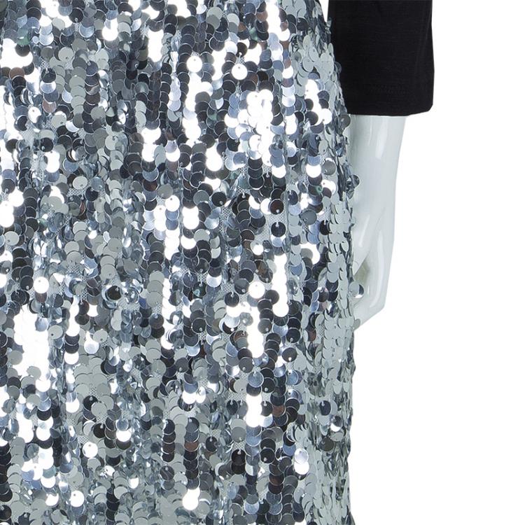 Pre Owned Dolce and Gabbana Silver Sequin Embellished Skirt 9/10 Yrs