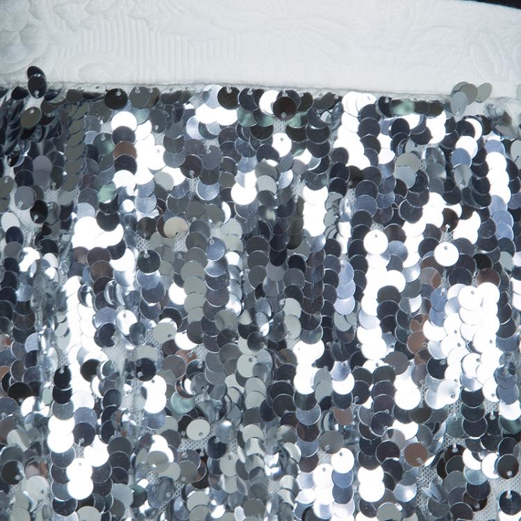 Pre Owned Dolce and Gabbana Silver Sequin Embellished Skirt 9/10 Yrs
