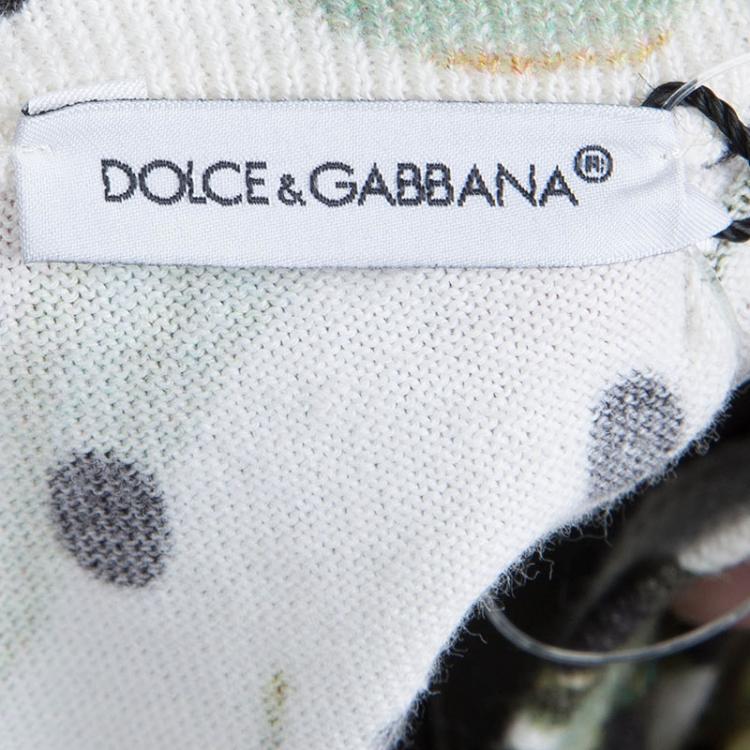 Pre Owned Dolce and Gabbana Floral and Polka Dot Print Buttondown Cotton Cardigan 8Yrs