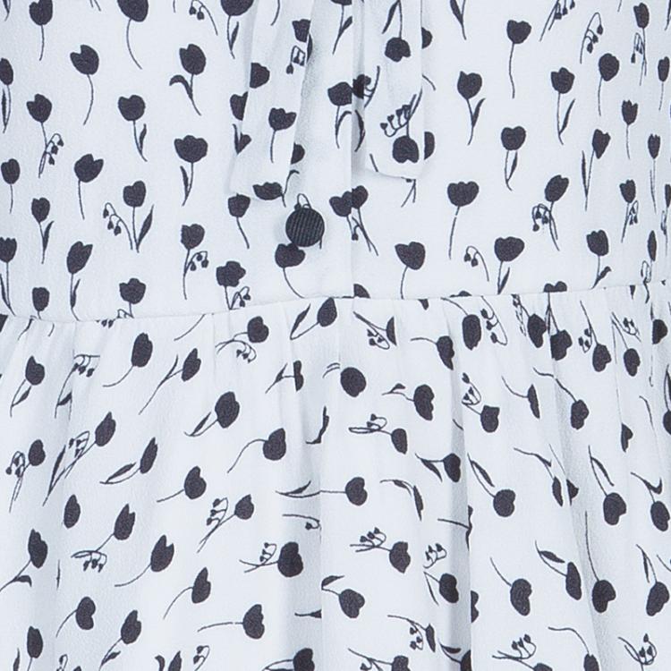 Pre Owned Dolce and Gabbana White Printed Peter-Pan Collar Flared Dress 12 Yrs