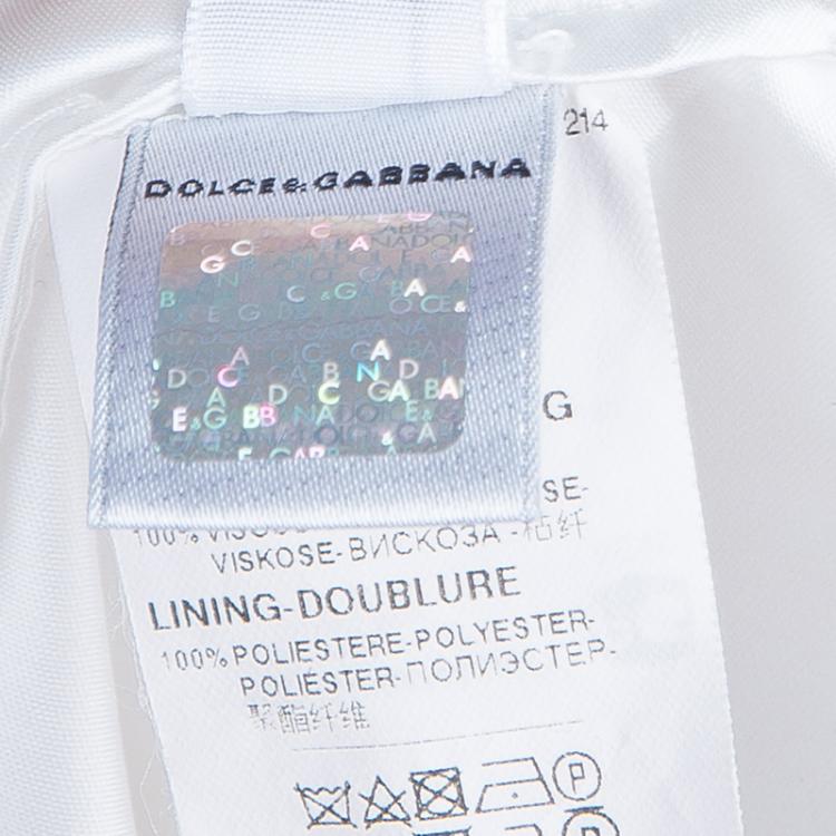 Pre Owned Dolce and Gabbana White Printed Peter-Pan Collar Flared Dress 12 Yrs