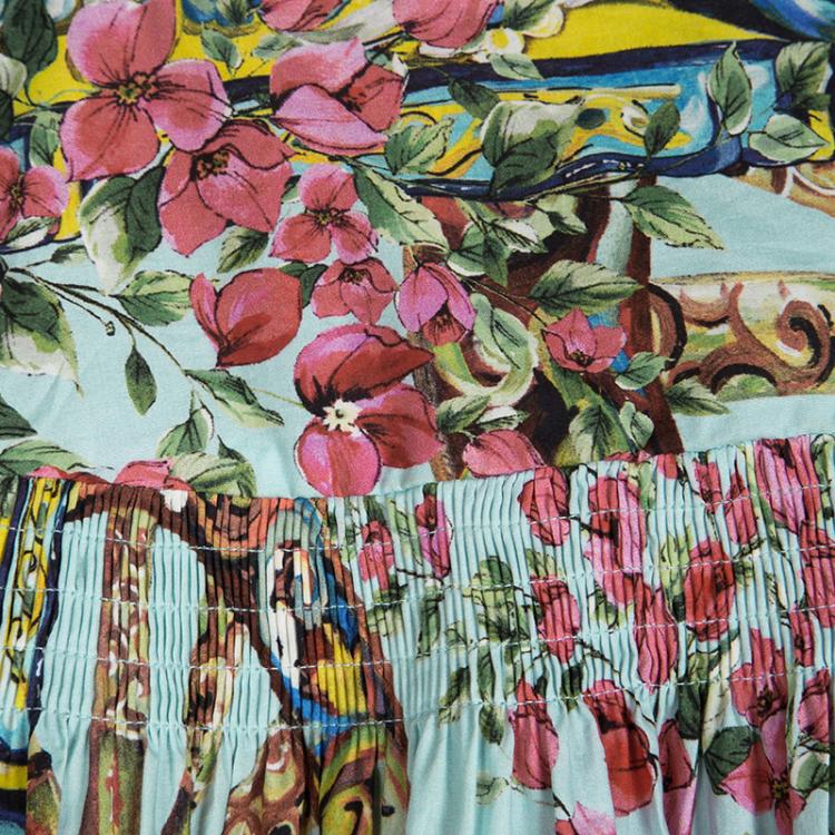 Pre Owned Dolce and Gabbana Multicolor Printed Cotton Dress and Bloomer Set 3-6 Months