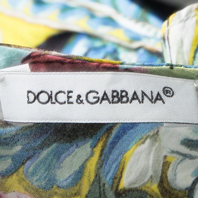 Pre Owned Dolce and Gabbana Multicolor Printed Cotton Dress and Bloomer Set 3-6 Months