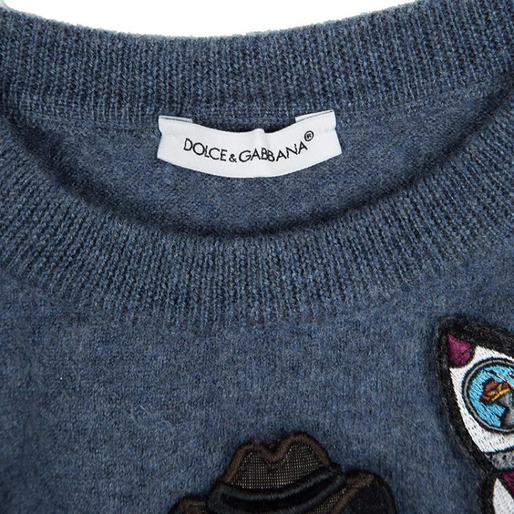 Pre Owned Dolce and Gabbana Blue Wool Sicilian Western Sweater 5 Yrs