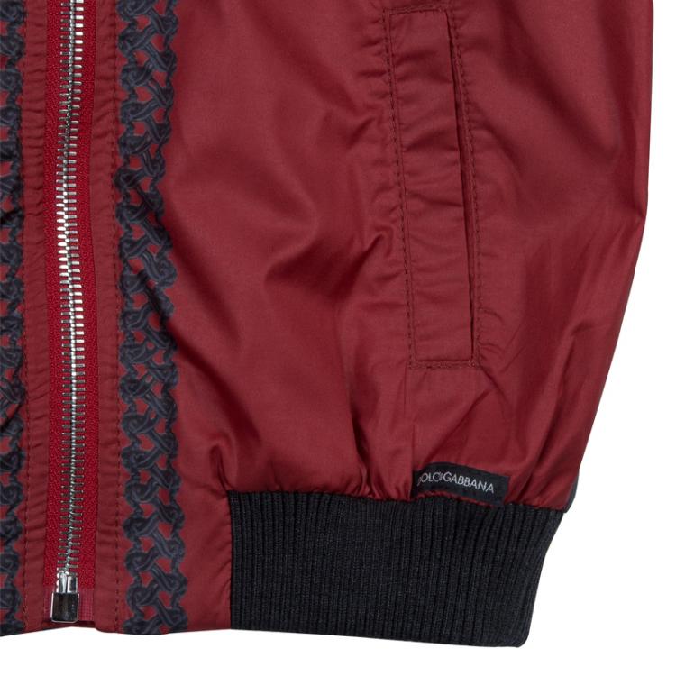 Pre Owned Dolce and Gabbana Red Printed Bomber Jacket 4 Yrs