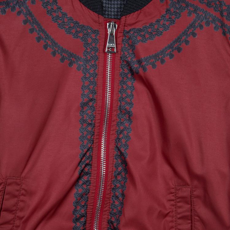 Pre Owned Dolce and Gabbana Red Printed Bomber Jacket 4 Yrs