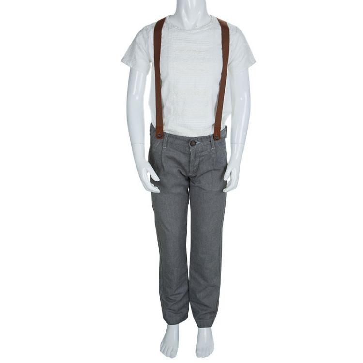 Dolce and Gabbana Grey Herringbone Suspender Trousers 7/8 Yrs Dolce &  Gabbana | TLC