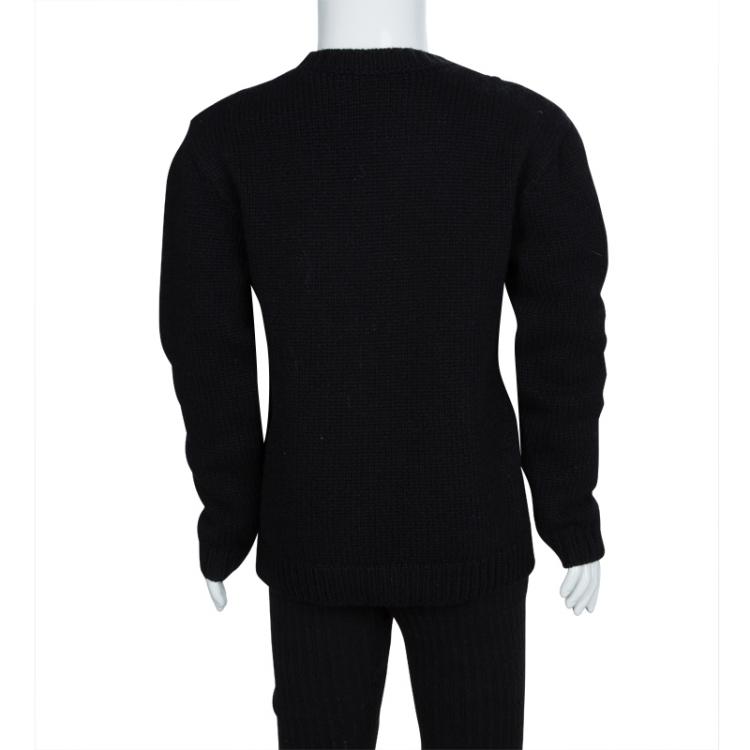 Pre Owned  Dolce and Gabbana Black Cashmere Knit Crew Neck Long Sleeve Sweater 6 Yrs