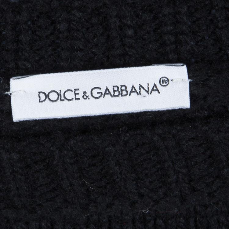 Pre Owned  Dolce and Gabbana Black Cashmere Knit Crew Neck Long Sleeve Sweater 6 Yrs