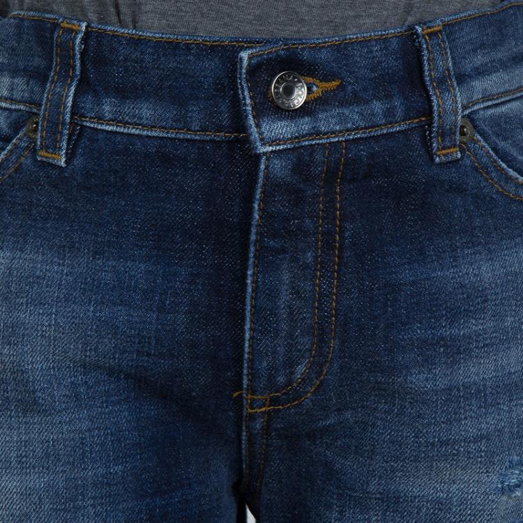 Pre Owned Dolce and Gabbana Indigo Dark Wash Distressed Denim Jeans 6 Yrs