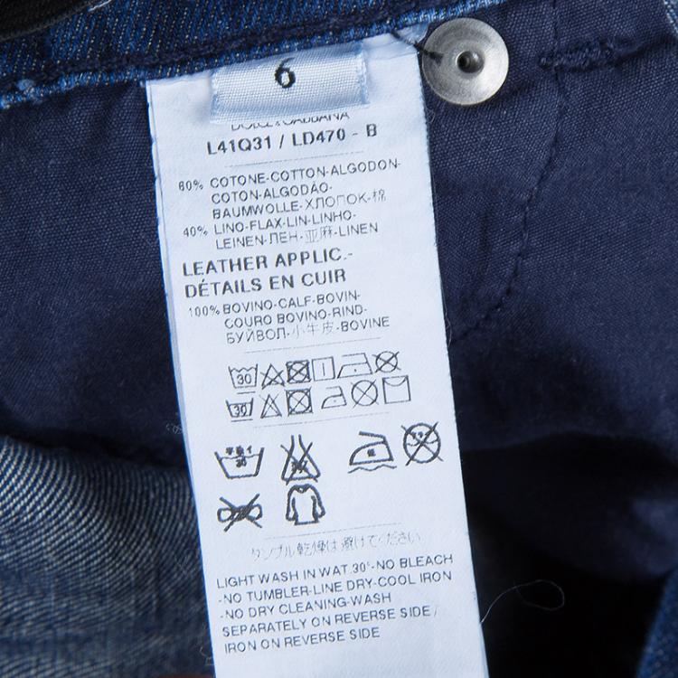 Pre Owned Dolce and Gabbana Indigo Dark Wash Distressed Denim Bermuda Shorts 6 Yrs