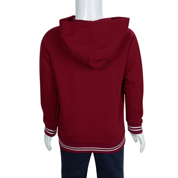 Pre Owned Dolce and Gabbana Burgundy Knit Hooded Zip Front Sweatshirt 5 Yrs