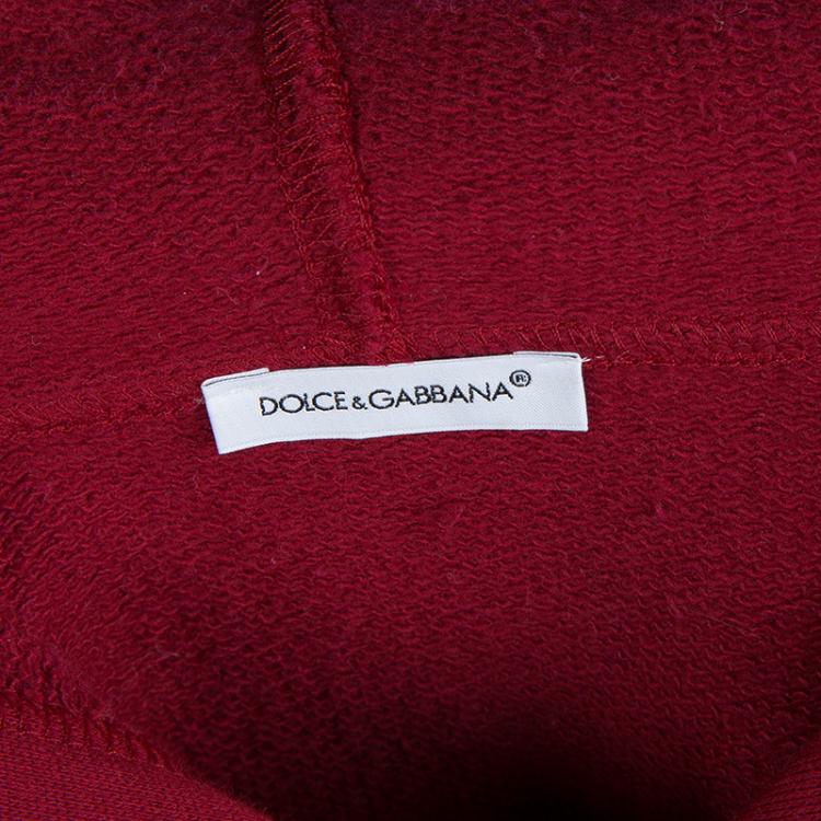 Pre Owned Dolce and Gabbana Burgundy Knit Hooded Zip Front Sweatshirt 5 Yrs