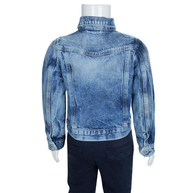 Pre Owned Dolce and Gabbana Junior Indigo Stone Wash Denim Jacket 4 Yrs