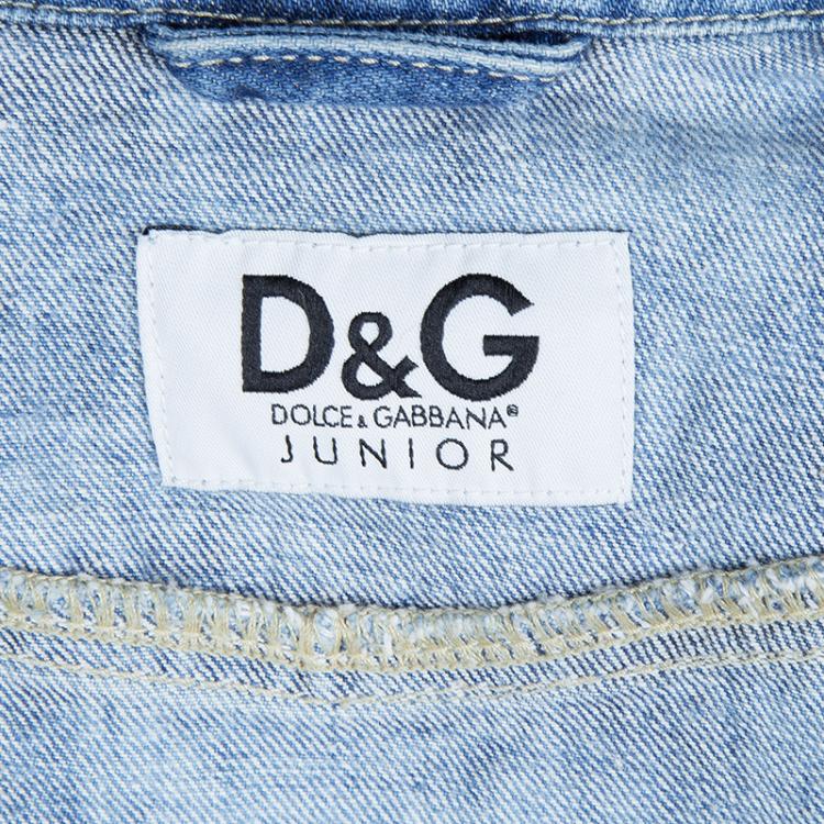 Pre Owned Dolce and Gabbana Junior Indigo Stone Wash Denim Jacket 4 Yrs
